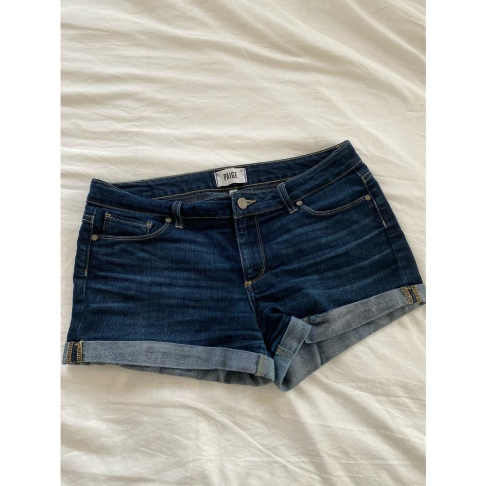 PAIGE Medium-Wash Denim Shorts
